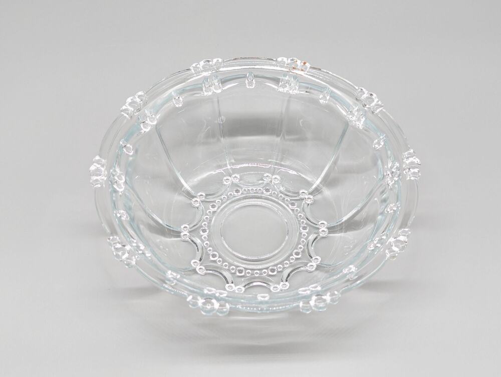 Vintage KIG Indonesia Beaded Clear Glass Elegant Candy Dish Bowl 7" No Lid